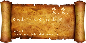 Kovárik Kristóf névjegykártya